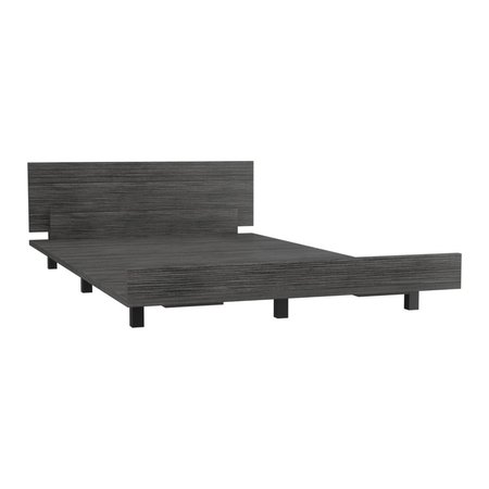 TUHOME Kaia Twin Bed Base, Headboard, Smokey Oak CLI7976